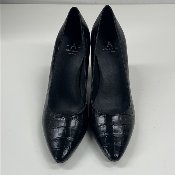 New Aquatalia Peony Croc Embossed Pump in Black Size 7.5 - Picture 2 of 9